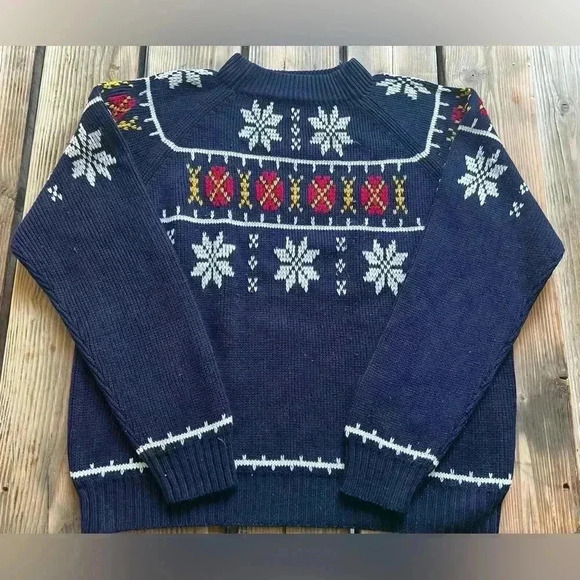 JCPenney Vintage 90s Festive Christmas Sweater Snowflake Pattern Size La… - Picture 1 of 5